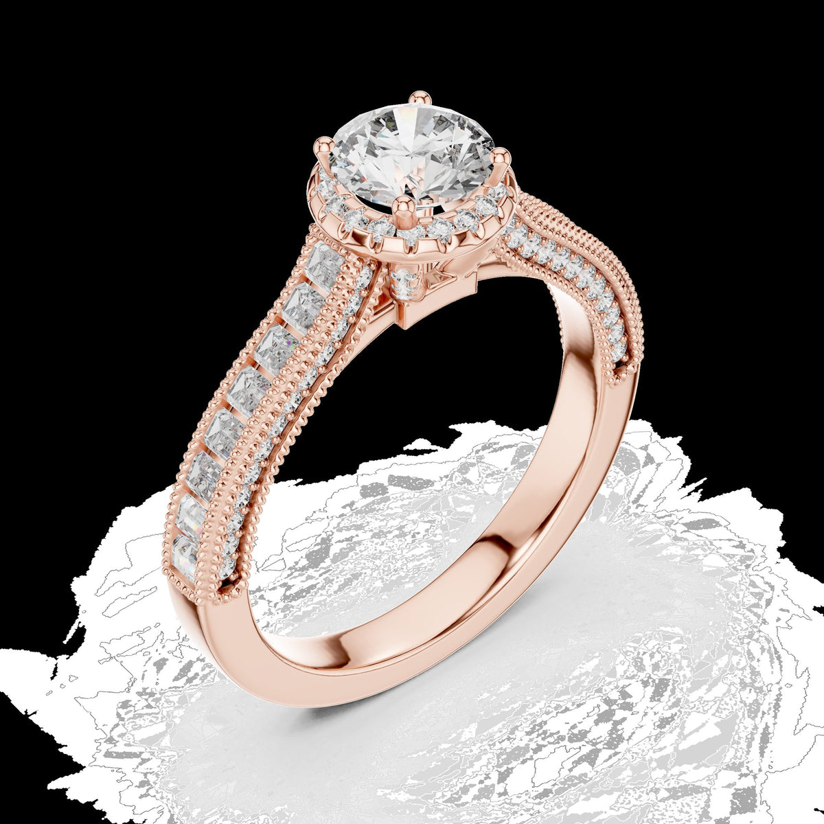 Lab-Grown Diamond Ring LR-0206 in white metal