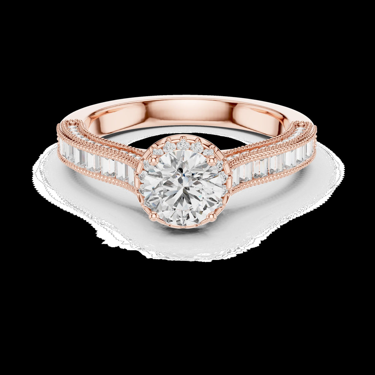 Lab-Grown Diamond Ring LR-0206 in rose metal