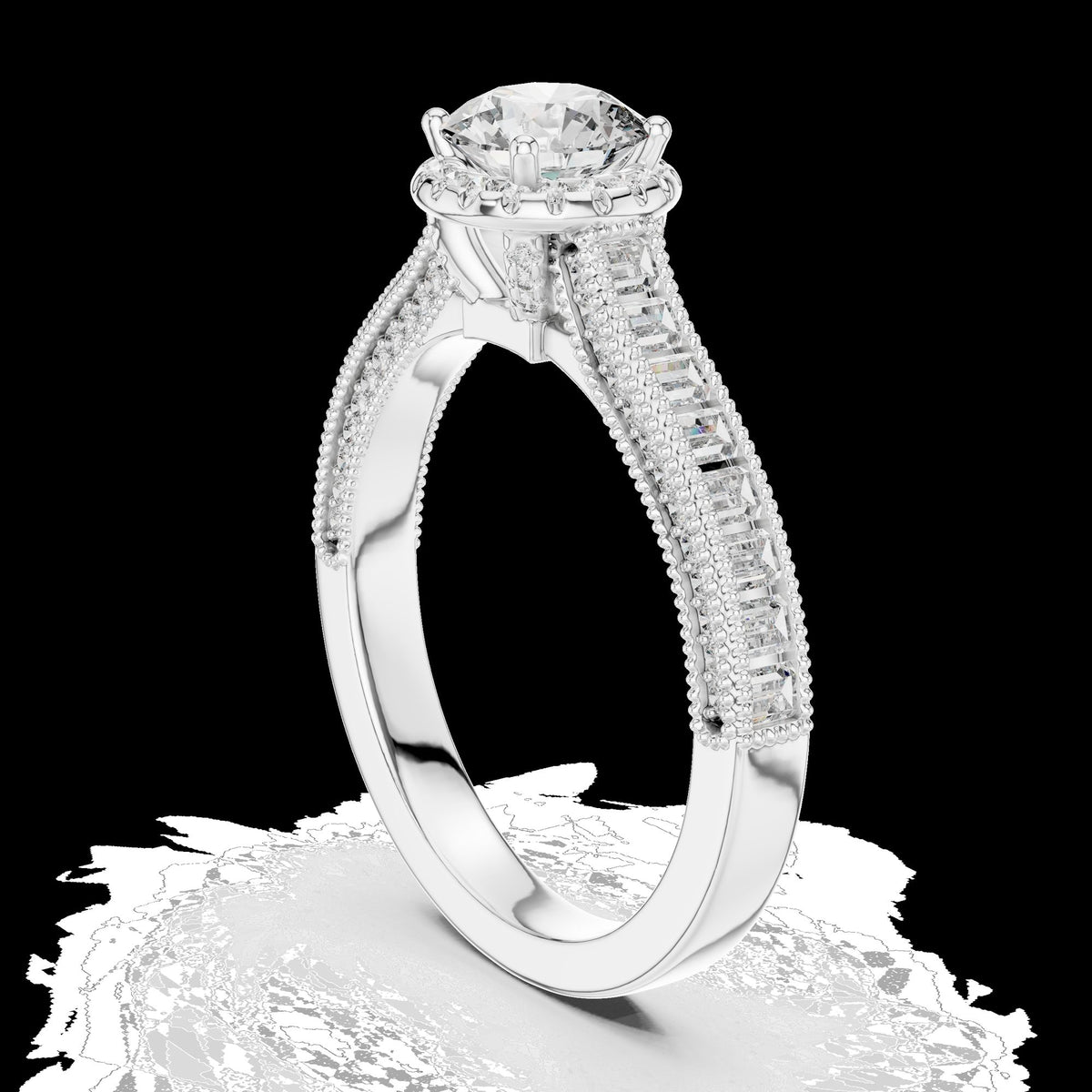 Lab-Grown Diamond Ring LR-0206 in white metal