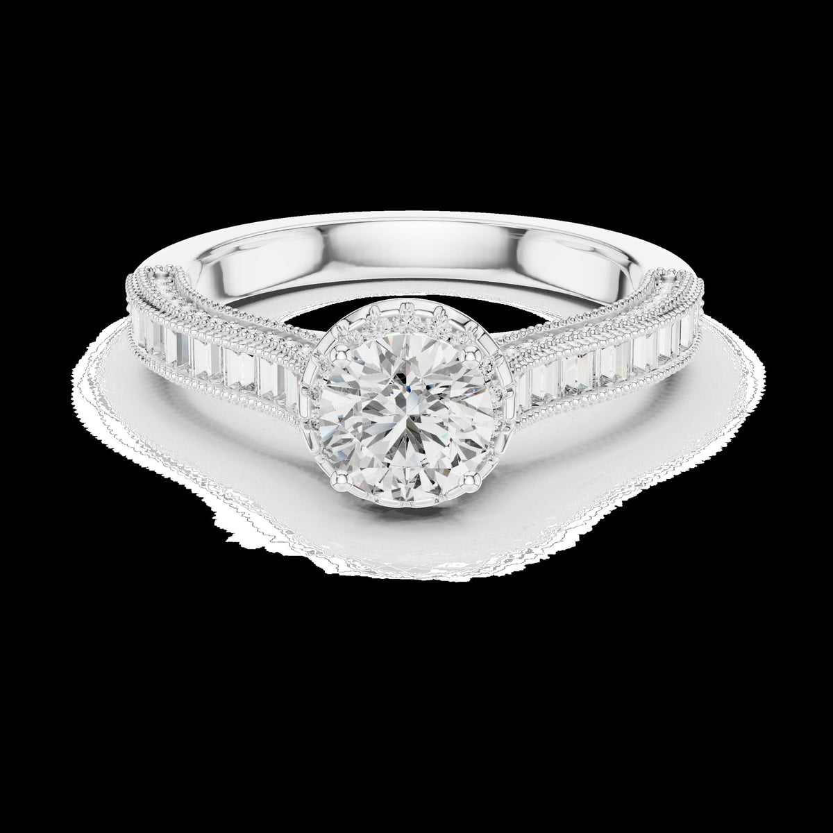 Lab-Grown Diamond Ring LR-0206 in white metal