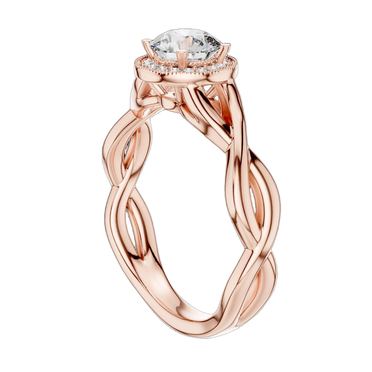 Lab-Grown Diamond Ring LR-0208 in rose metal