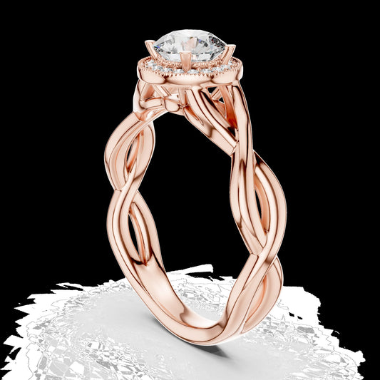 Lab-Grown Diamond Ring LR-0208 in rose metal