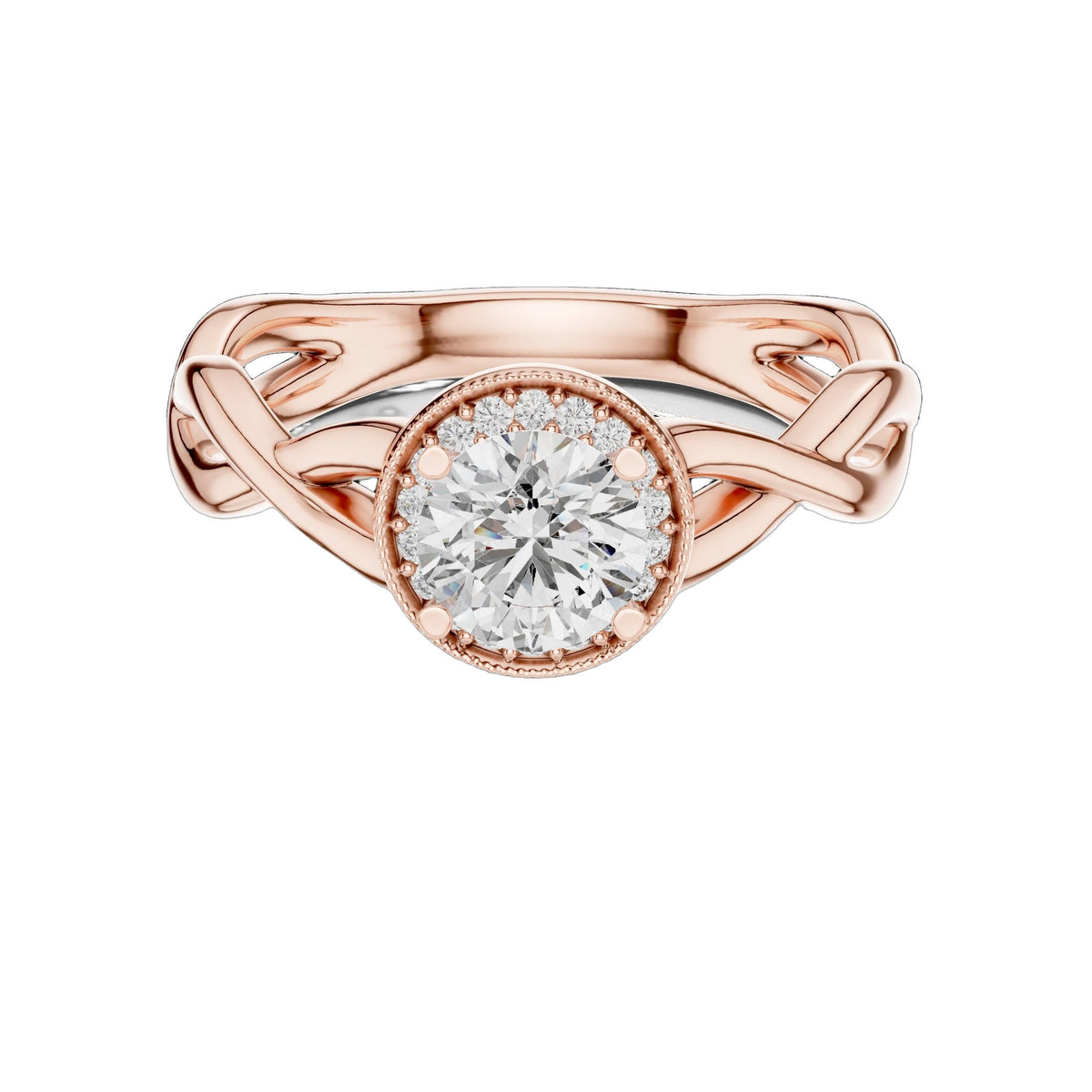 Lab-Grown Diamond Ring LR-0208 in rose metal