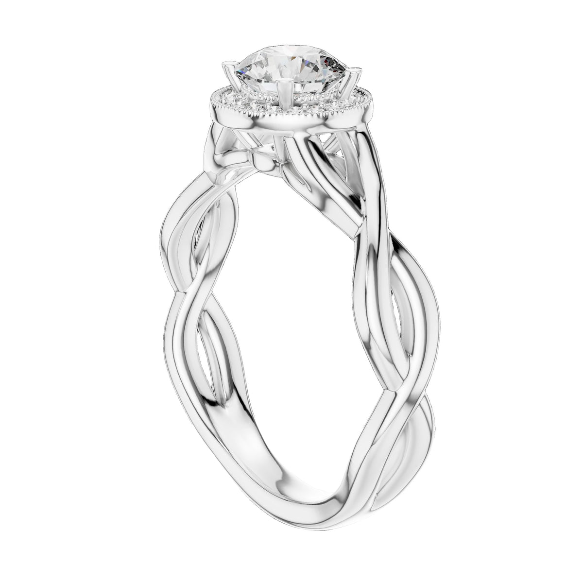Lab-Grown Diamond Ring LR-0208 in white metal