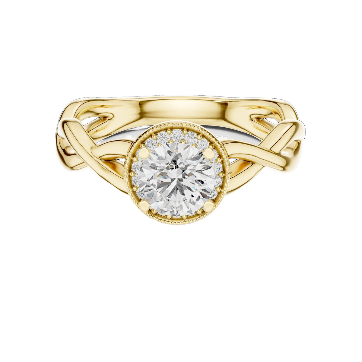 Lab-Grown Diamond Ring LR-0208 in yellow metal