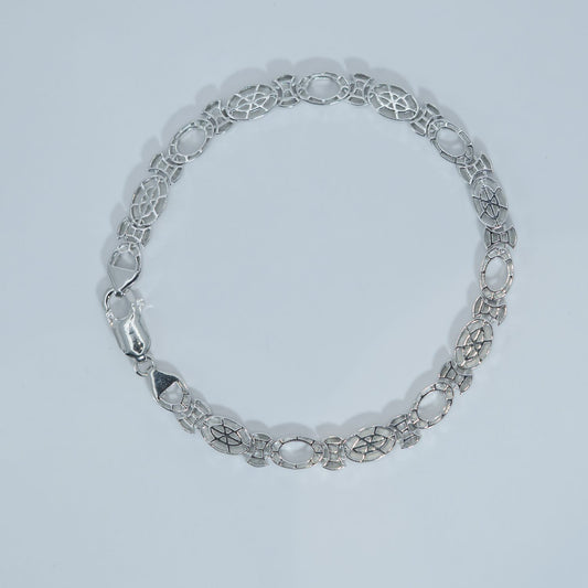 Silver Oval Station Bracelet