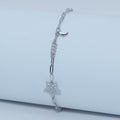 Silver Floral Charm Chain Bracelet