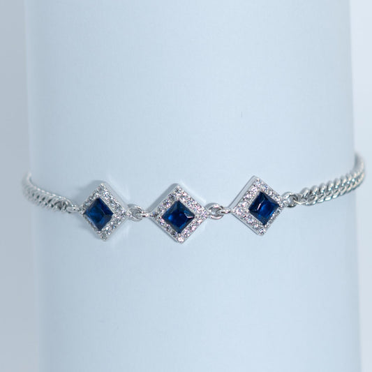 Silver Sapphire Station Bracelet