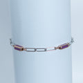 Silver Amethyst Link Bracelet