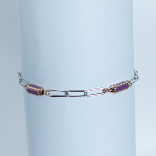 Silver Amethyst Link Bracelet