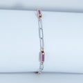 Silver Ruby Paperclip Bracelet