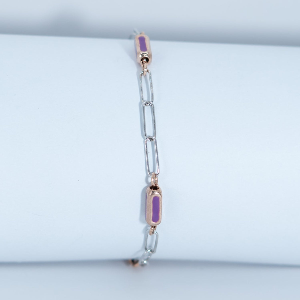 Silver Ruby Paperclip Bracelet