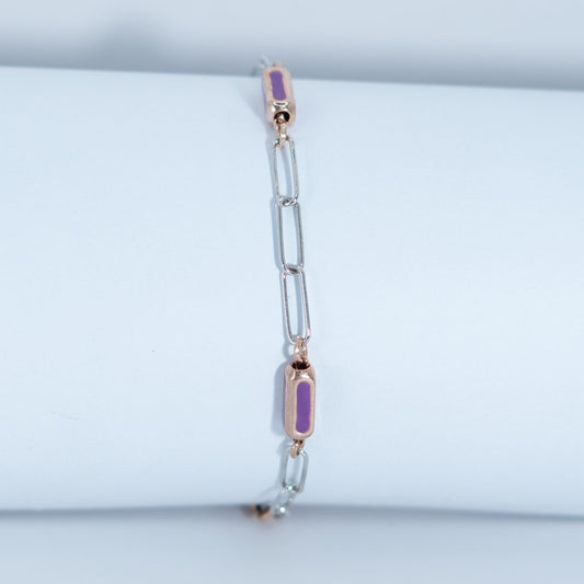 Silver Ruby Paperclip Bracelet