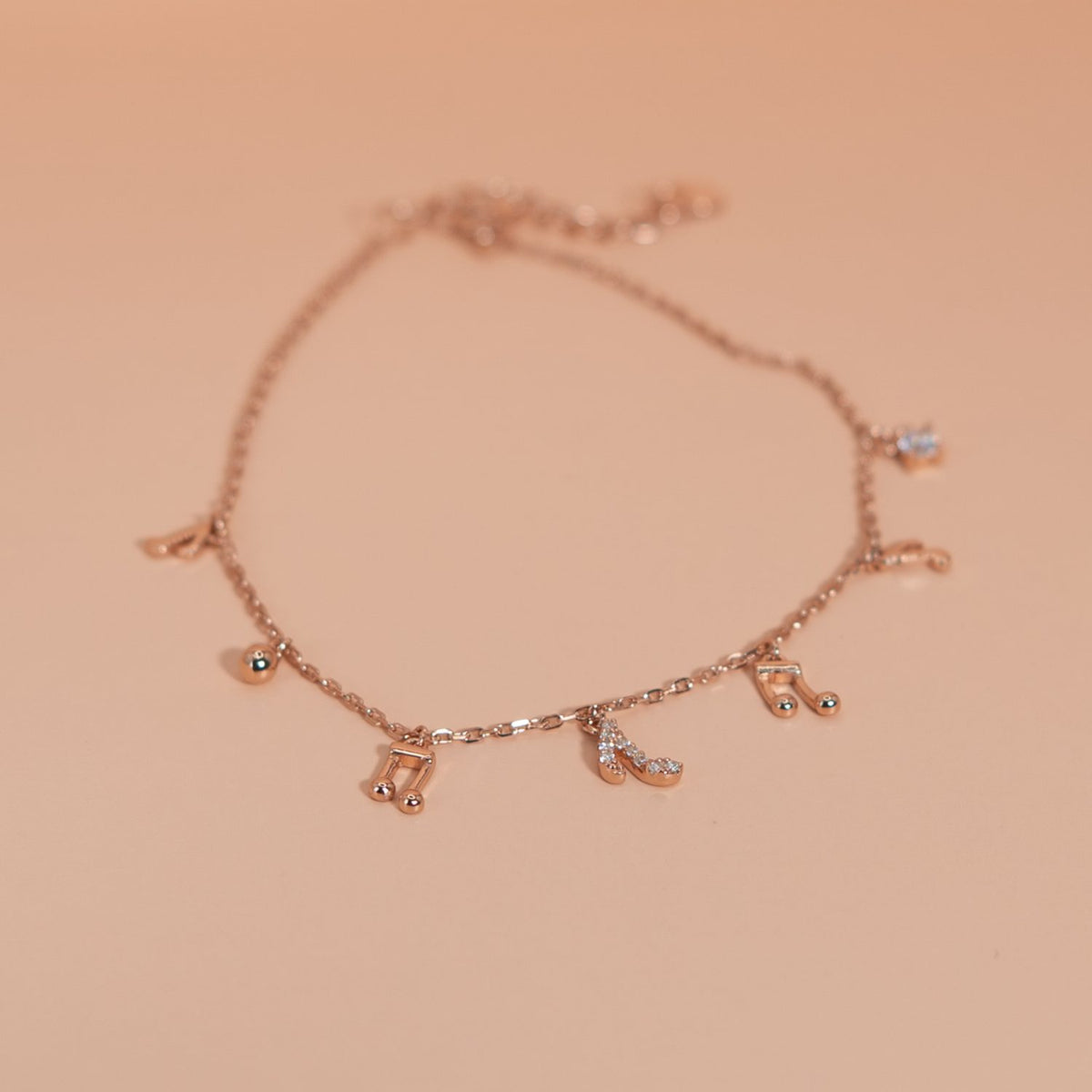 Rose Gold Dangle Charm Bracelet