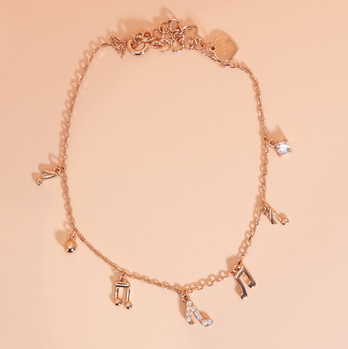 Rose Gold Dangle Charm Bracelet