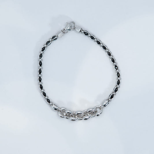 Silver Onyx Station Bracelet