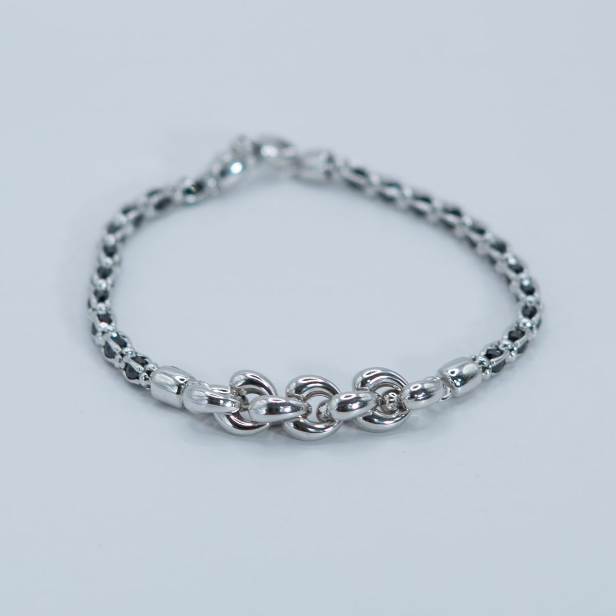 Silver Onyx Station Bracelet