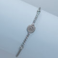 Silver Pave Heart Bolo Bracelet