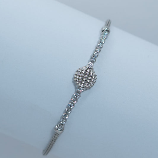 Silver Pave Heart Bolo Bracelet