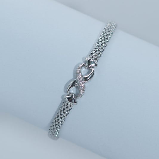 Silver Mesh Pave Bracelet