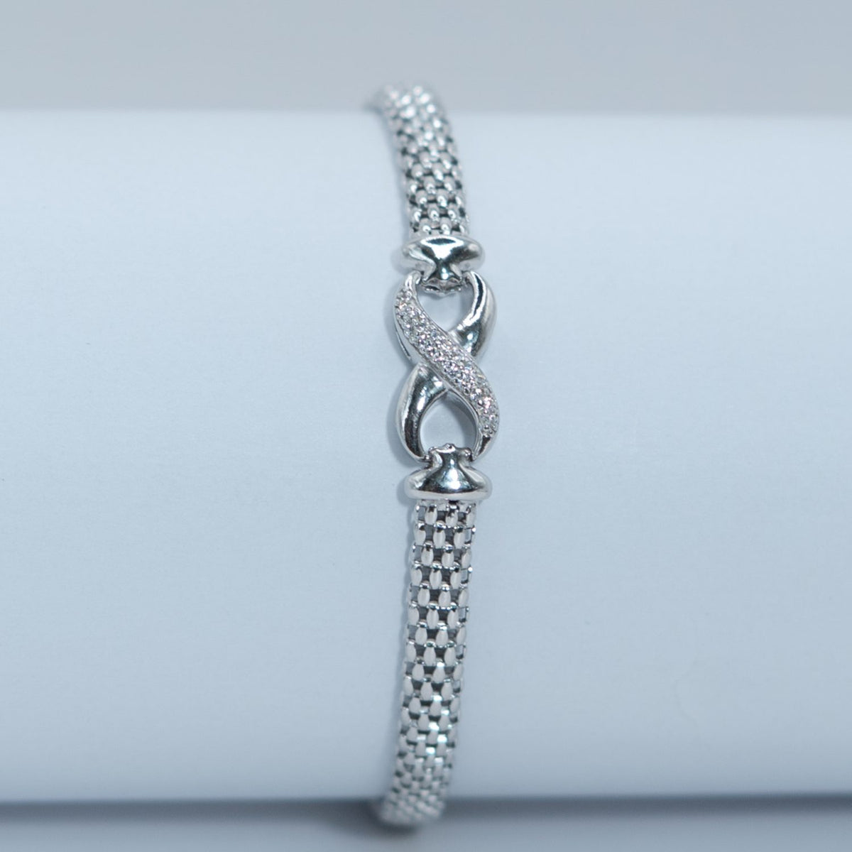 Silver Mesh Pave Bracelet