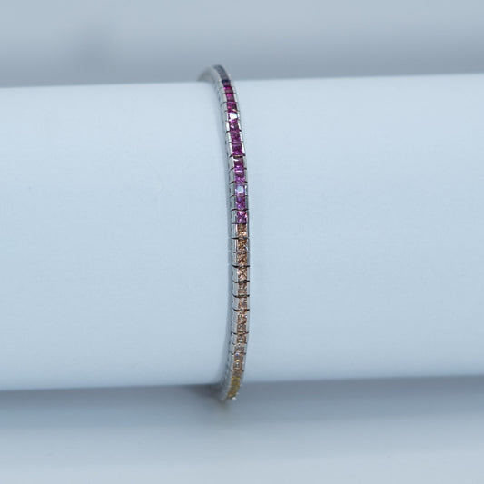 Silver Ruby Line Bracelet