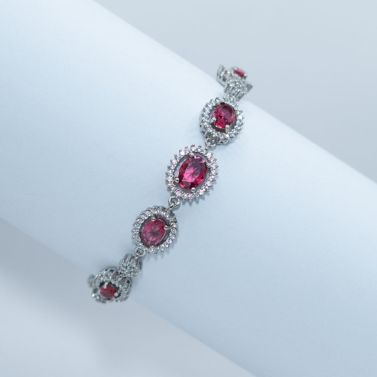 Silver Pink Halo Bracelet