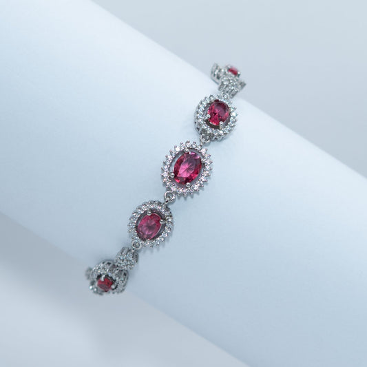 Silver Pink Halo Bracelet