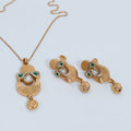 Gold Emerald Pendant & Earring Set