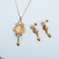 Gold Fan Pendant & Earring Set
