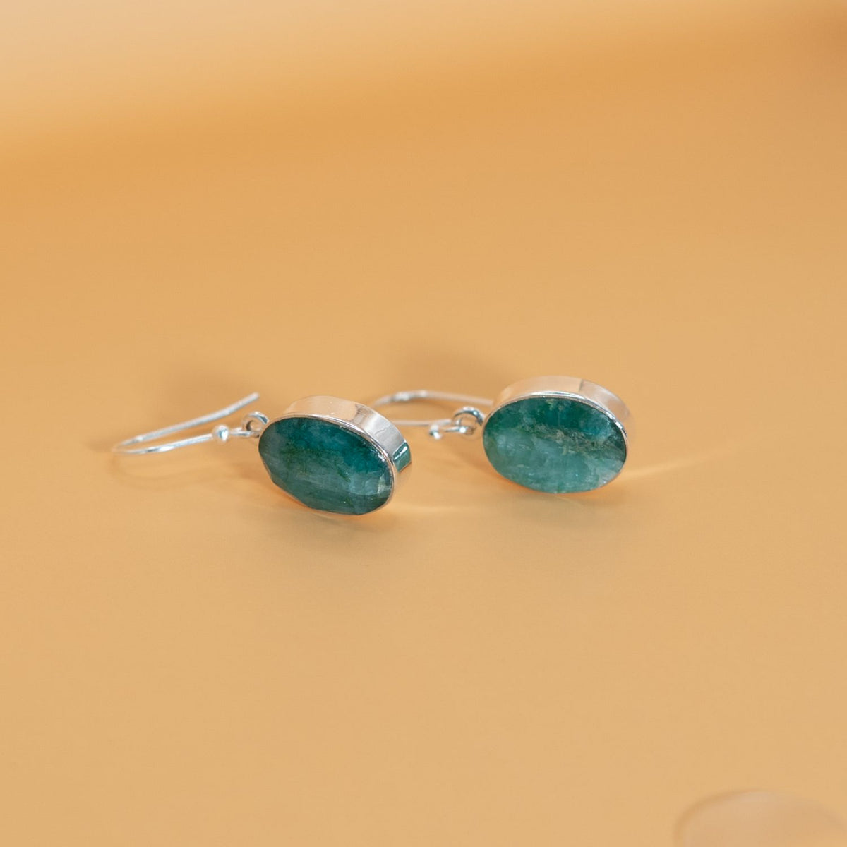 Silver Emerald Drop Earrings