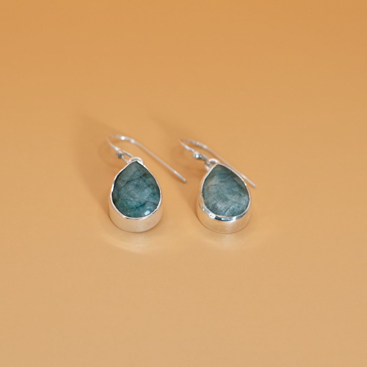 Silver Aqua Teardrop Earrings