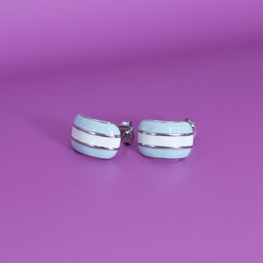 Silver Ribbed Stud Earrings