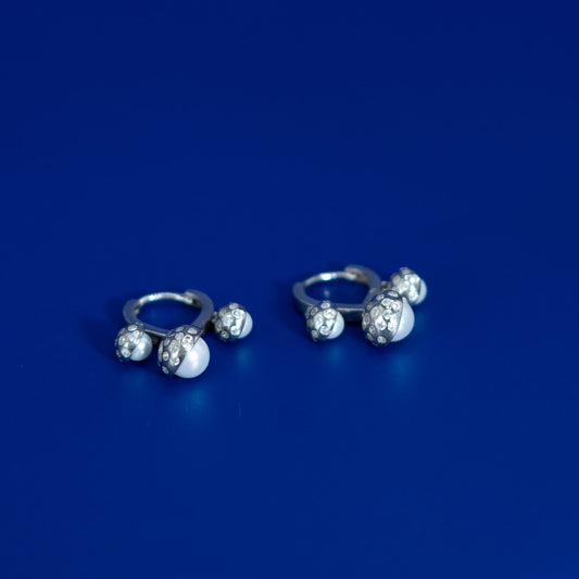 Silver Cluster Stud Earrings