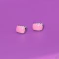 Silver Pink Stud Earrings