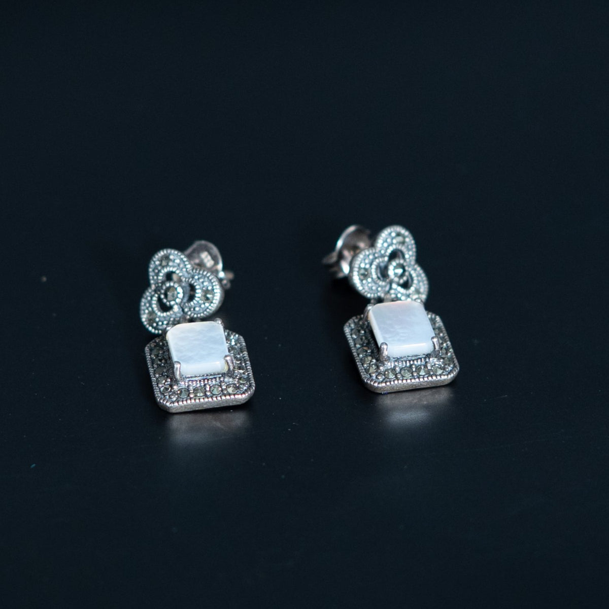 Silver Art Deco Drop Earrings