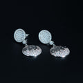 Silver Pave Disc Drop Earrings