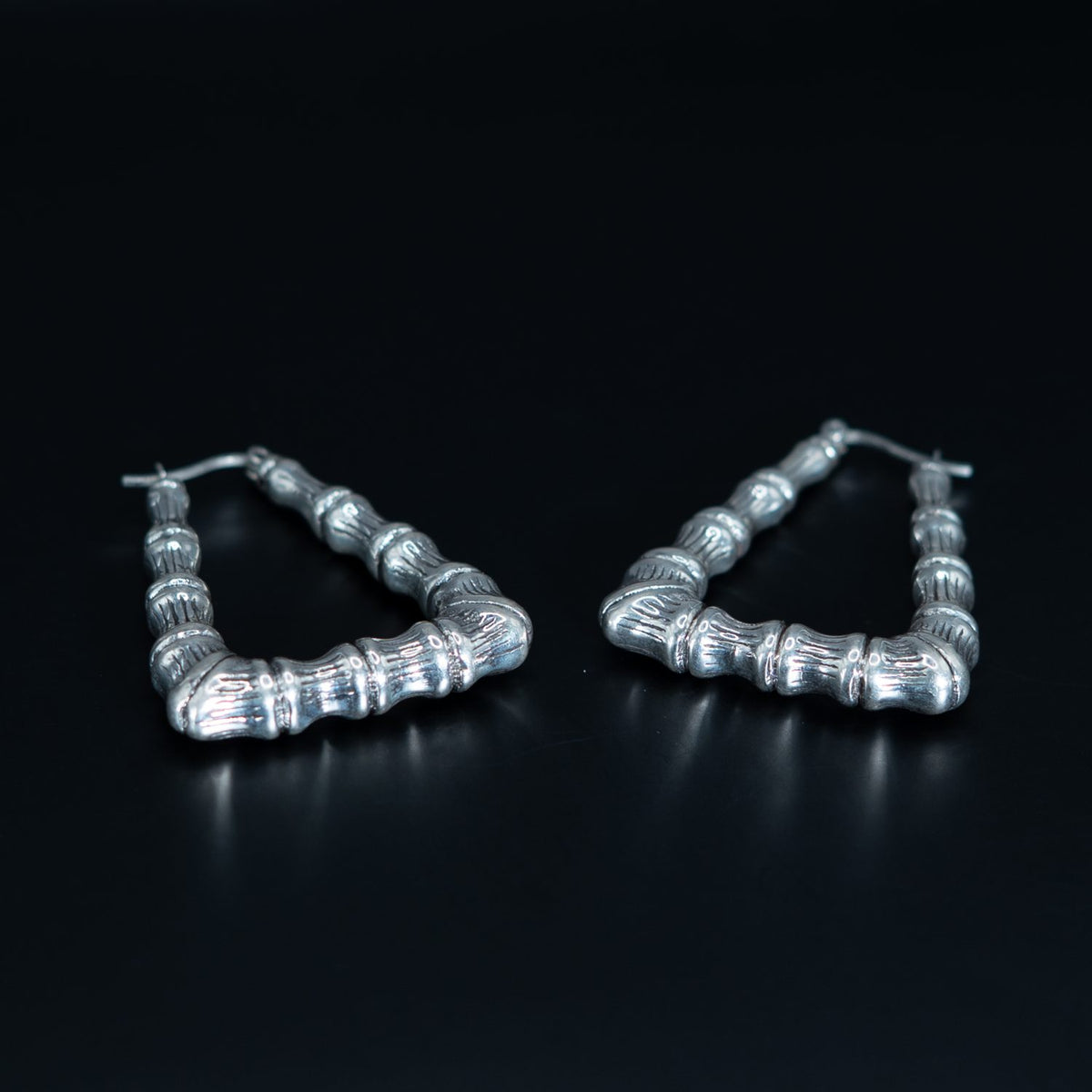 Silver Chevron Drop Earrings