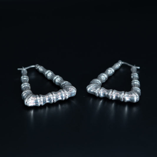 Silver Chevron Drop Earrings