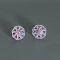 Silver Pink Blossom Studs