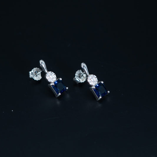 Silver Sapphire Drop Earrings