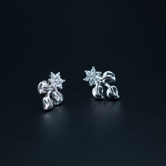 Silver Starflower Drop Earrings
