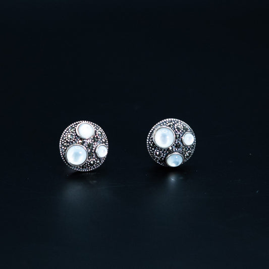 Silver Moonstone Studs