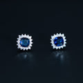 Silver Sapphire Halo Studs