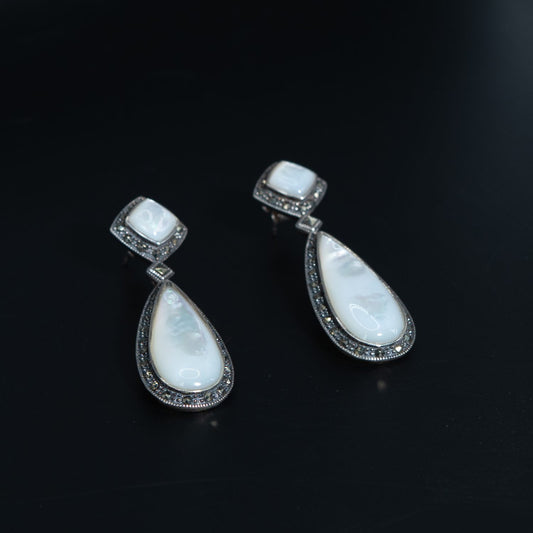 Silver Mother-of-Pearl Drop Earrings
