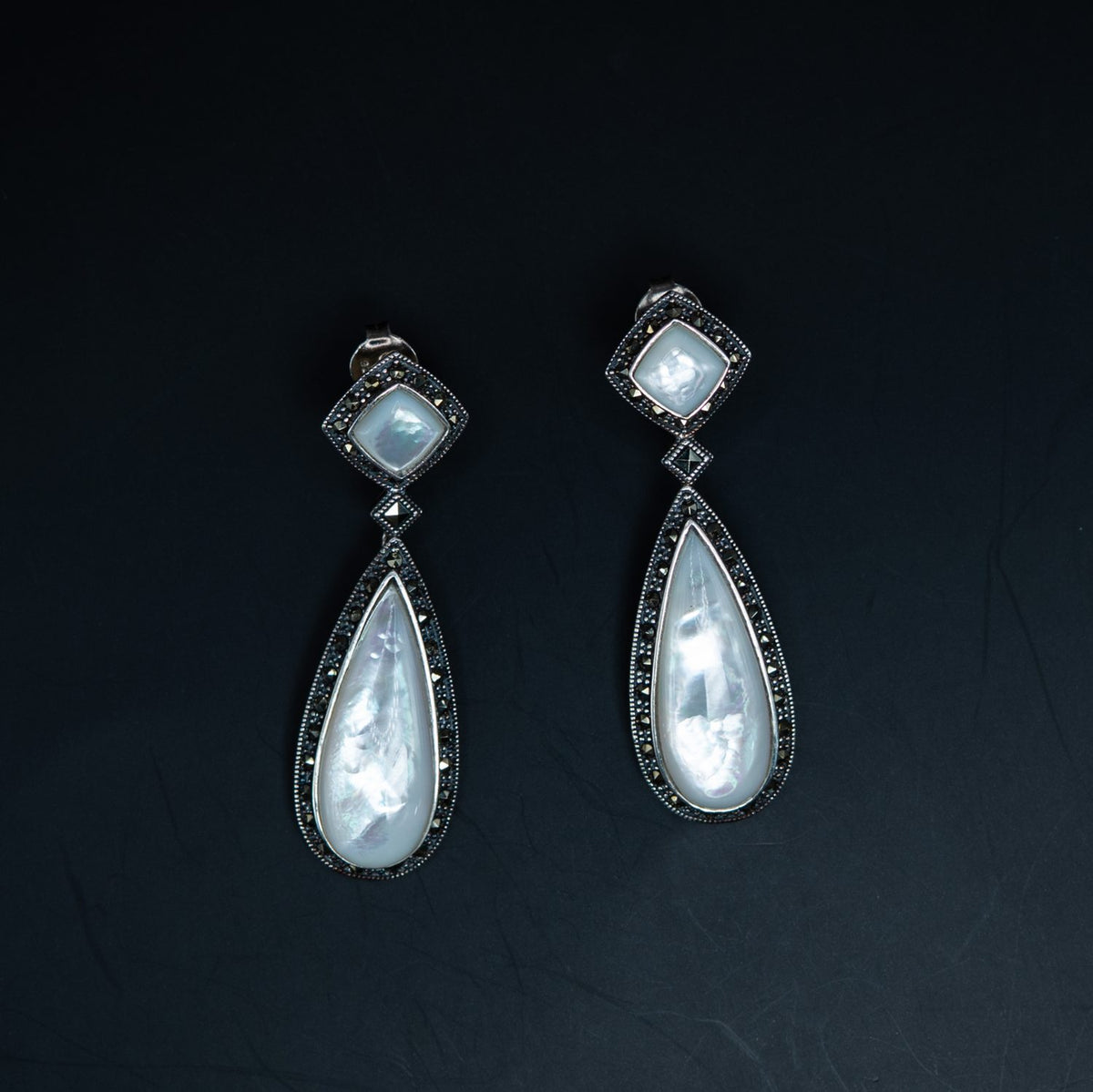 Silver Mother-of-Pearl Drop Earrings