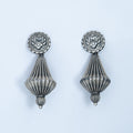 Silver Oxidised Fan Drop Earrings