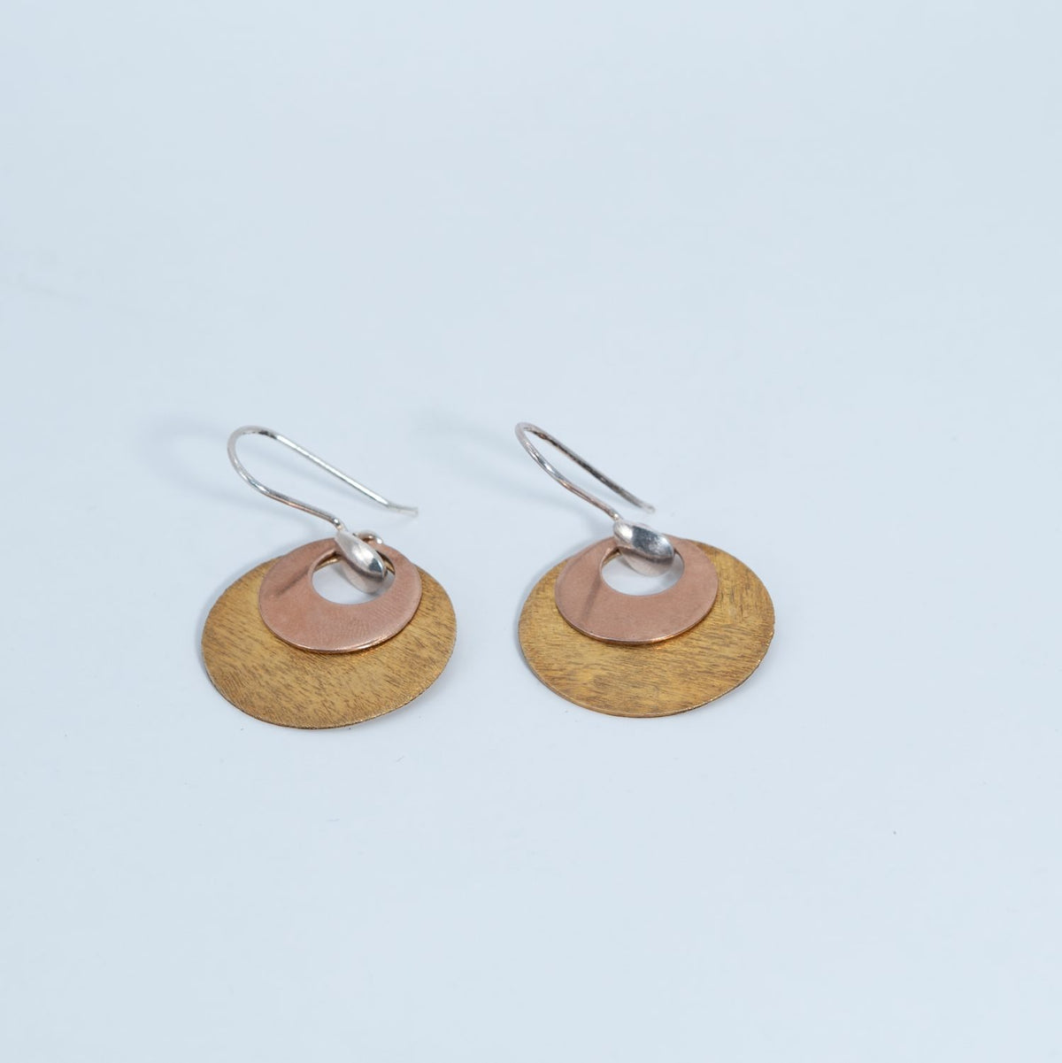 Two-Tone Disc Drop Earrings