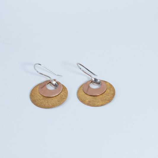 Two-Tone Disc Drop Earrings