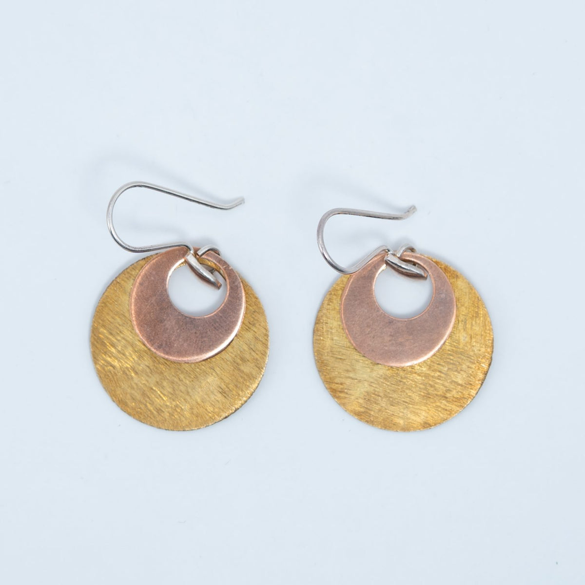 Two-Tone Disc Drop Earrings